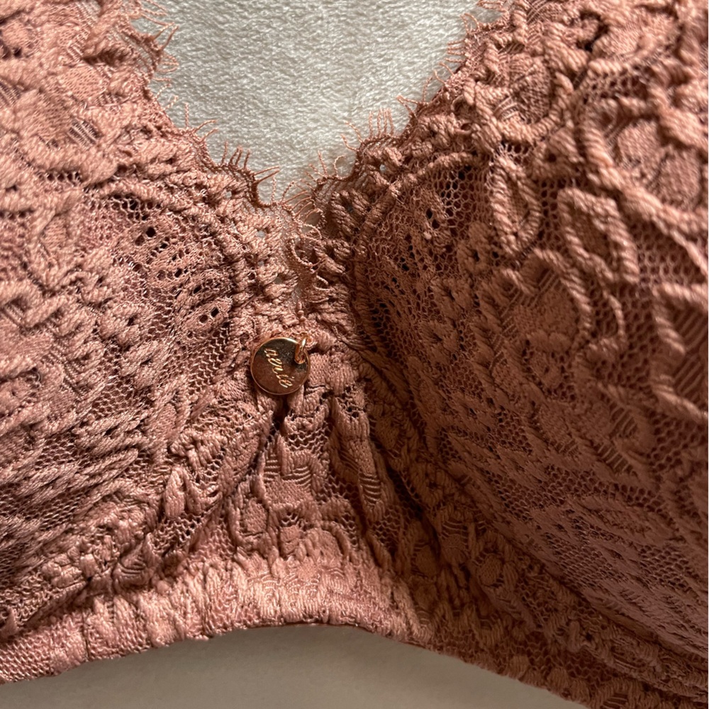 Aerie Real Power Wireless Push Up Eyelash Lace Bra - Dusty Rose - Picture 3 of 8